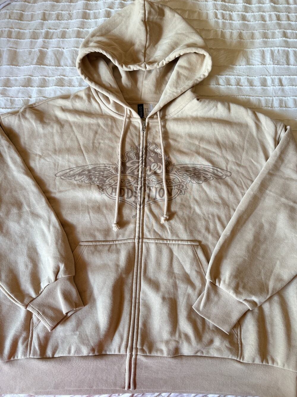 Jane’s Addiction H&M Hoodie XL Beige Band Graphic Zip Up Sweatshirt 2024
